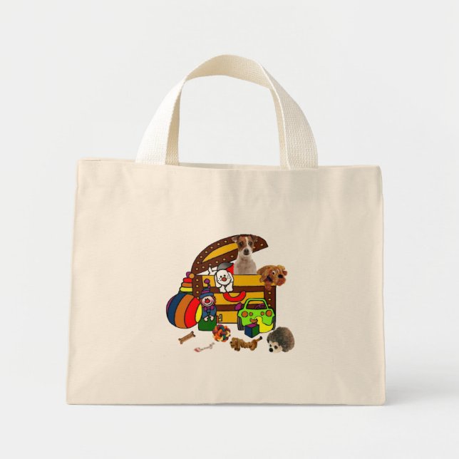 BOLSA TOTE MINI JACK RUSSELL NA CAIXA DE BRINQUEDOS (Frente)