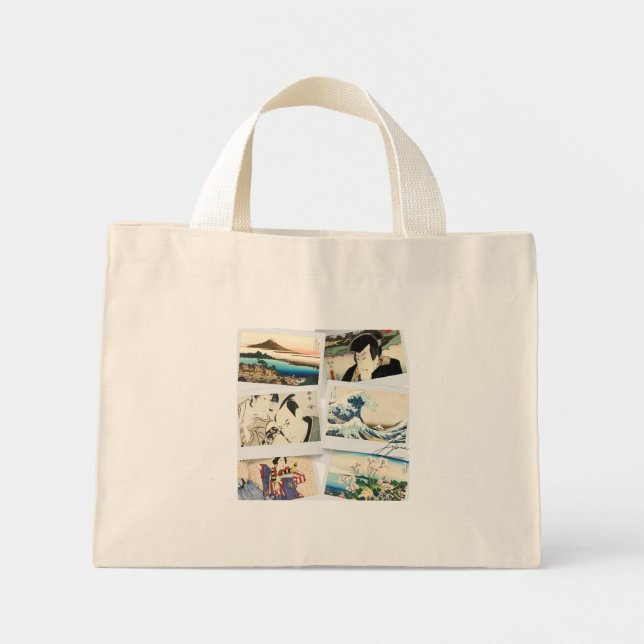 Bolsa Tote Mini Japanese Ukiyo-e Inspired Design with Hokusai's (Frente)