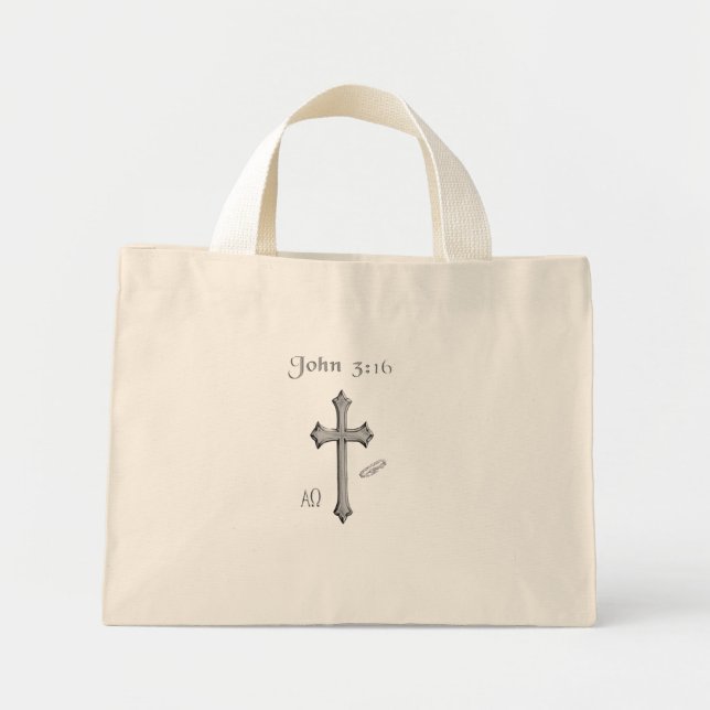 Bolsa Tote Mini John 3:16 roupa (Frente)