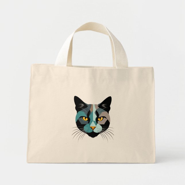 Bolsa Tote Mini Kreative Katzenkopf Illustration (Frente)