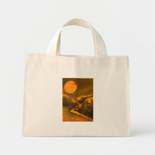 Bolsa Tote Mini Lago country à noite com caçadores ou lua de colhe