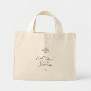 Bolsa Tote Mini Lilás Flor de Lis Inicial da Mãe do Noivo