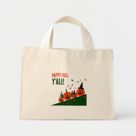 Bolsa Tote Mini Lindo Chapéu de Bruxa de Abóbora Feliz Outono para