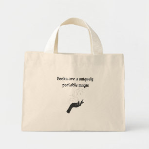 Bolsa Tote Mini Livros São Uma Magia Única Portátil Leitor Negro