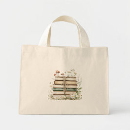 Bolsa Tote Mini Livros Vintage Aquarela Floral