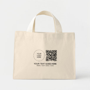 Bolsa Tote Mini Logotipo da empresa Código QR Código de barras Imp