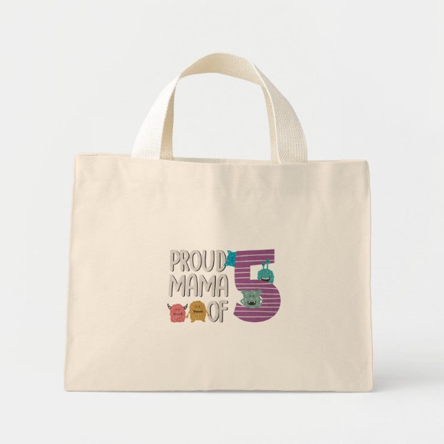 Bolsa Tote Mini Mãe Orgulhosa dos Cinco (Frente)