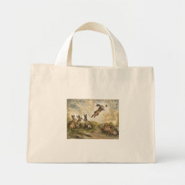 Bolsa Tote Mini Meadow Matchup Playful Hares in a Meadow 