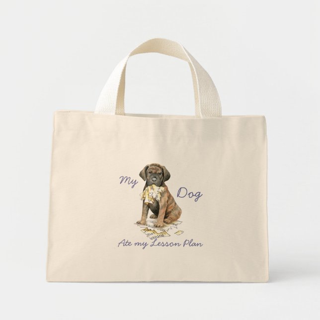Bolsa Tote Mini Minha Cane Corso Comeu Meu Plano De Lição (Frente)