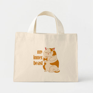 Bolsa Tote Mini Minha citação motivadora de gato preguiçoso e gord