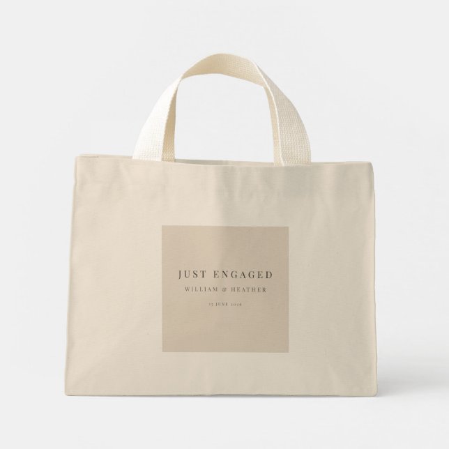 Bolsa Tote Mini Minimal Just Engaged Tote Bag | Natural Linen (Verso)