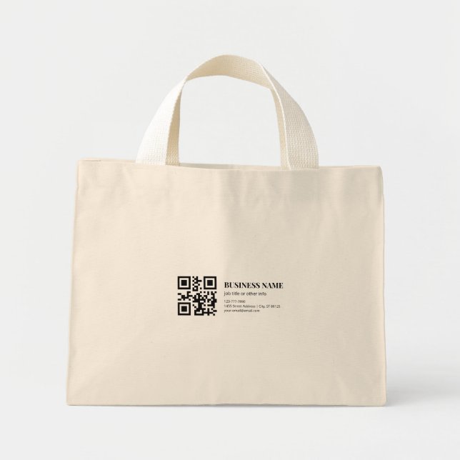 Bolsa Tote Mini Modelo de Nome Empresarial de Código QR Personaliz (Frente)