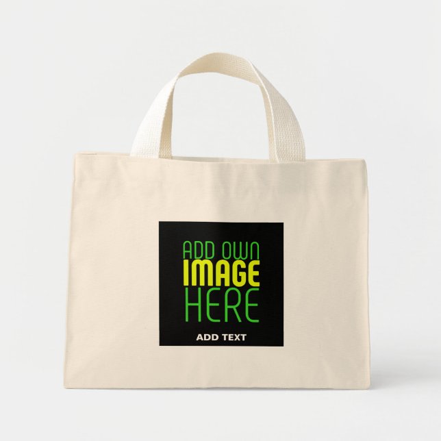 BOLSA TOTE MINI MODELO DE TEXTO DE IMAGEM NEGRA SIMPLES EDITÁVEL M (Frente)