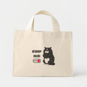 Bolsa Tote Mini Modo rabugento em gato gordo engraçado