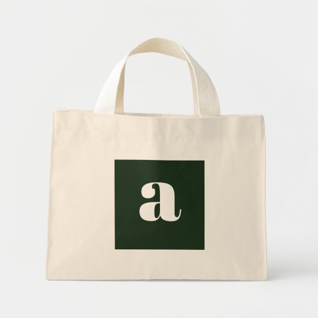 Bolsa Tote Mini Monograma Branco Pastel Fofo Verde   (Frente)