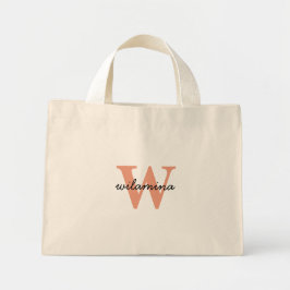 Bolsa Tote Mini Monograma de Script Personalizado - Cor- de- rosa 