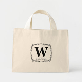 Bolsa Tote Mini Monograma de Script Personalizado Linha Inicial & 
