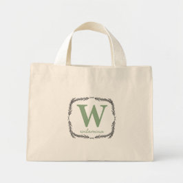 Bolsa Tote Mini Monograma de Script Personalizado Linha Inicial & 