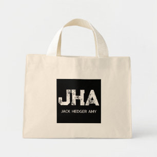 BOLSA TOTE MINI MONOGRAMA DE TRÊS LETRAS BRANCO NOME PRETO NATURAL