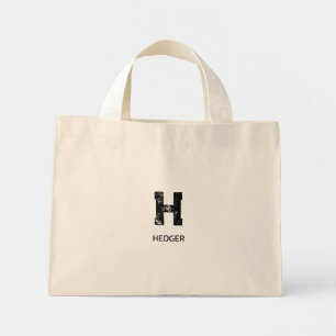 BOLSA TOTE MINI MONOGRAMA DE UMA LETRA PRETO MINIMALISTA NOME NATU