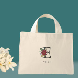 Bolsa Tote Mini Monograma Floral Personalizável Moderno