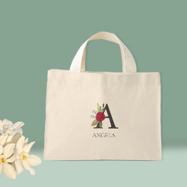 Bolsa Tote Mini Monograma Floral Personalizável Moderno