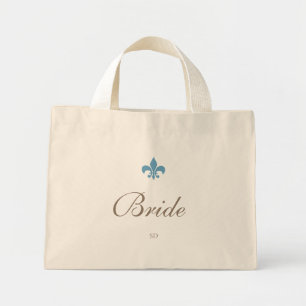 Bolsa Tote Mini Monograma inicial do Fleur de Lis Bride francês az