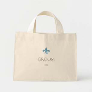 Bolsa Tote Mini Monograma Inicial do Fleur de Lis Groom