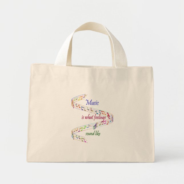 Bolsa Tote Mini Music is what Feelings Sound Like Inspirational  (Frente)