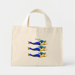 Bolsa Tote Mini Nadando sereias de cauda azul