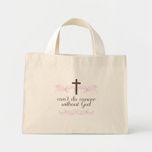 Bolsa Tote Mini Não se pode fazer Cancer sem Deus (Frente)