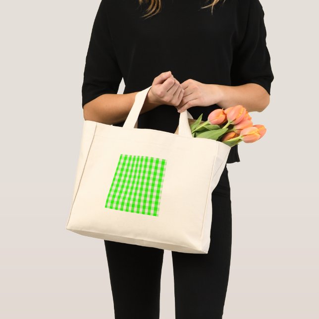 Bolsa Tote Mini Neon Green Gingham Patterno de Shirley Taylor Mini (Frente (produto))