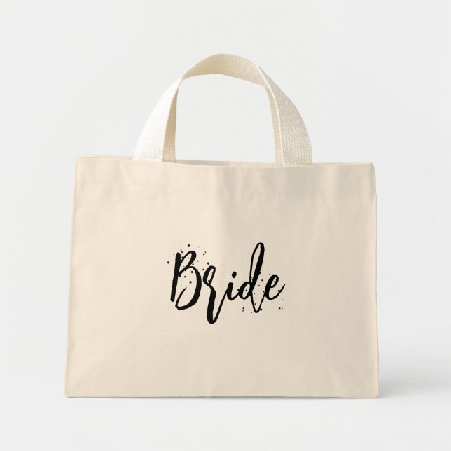 Bolsa Tote Mini Noiva Bonito Divertido Script Caligrafia Simples P (Frente)