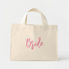 Bolsa Tote Mini Noiva Rosa Fofo Divertido Script Caligráfico Simpl