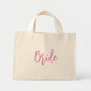 Bolsa Tote Mini Noiva Rosa Fofo Divertido Script Caligráfico Simpl