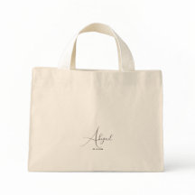 Nome Personalizado e Data Tiny Tote Ideia de Prese