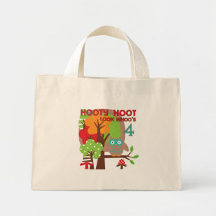 Bolsa Tote Mini Owl 4th Birthday T shirts e presentes