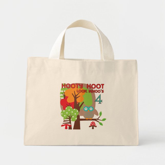 Bolsa Tote Mini Owl 4th Birthday T shirts e presentes (Frente)