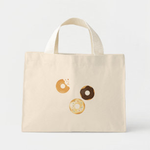 Bolsa Tote Mini Padrão Colorido Retro de Donuts Festa Divertida Mi