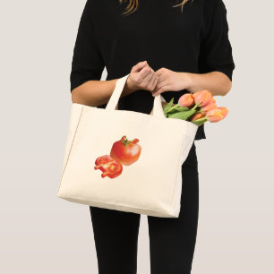 Bolsa Tote Mini Padrão de Tomate Fresco: Arte de Cozinha Vermelha 