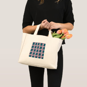 Bolsa Tote Mini Padrão Floral de Tartaruga Tropical Sem Costura Ta