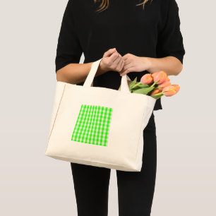 Bolsa Tote Mini Padrão Neon Green Gingham de Shirley Taylor Mini