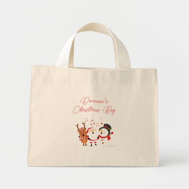 Bolsa Tote Mini Papais noeis personalizados de boneco de neve Rein (Frente)