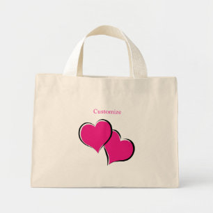Bolsa Tote Mini par de corações rosa