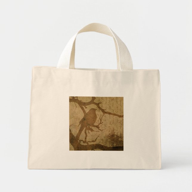 Bolsa Tote Mini Pássaro em Uma Ramificação (Frente)
