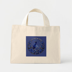 Bolsa Tote Mini Pavão Azul Real Brilho de Cristal