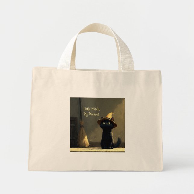 Bolsa Tote Mini Pequena Bruxa, Grandes Sonhos (Frente)