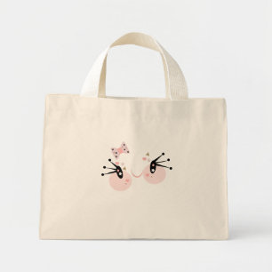Bolsa Tote Mini Personagem Menina Sorridente de Rosto Cor-de-Rosa 