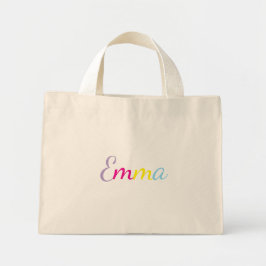 Bolsa Tote Mini Personalized Rainbow Name Tote Bag
