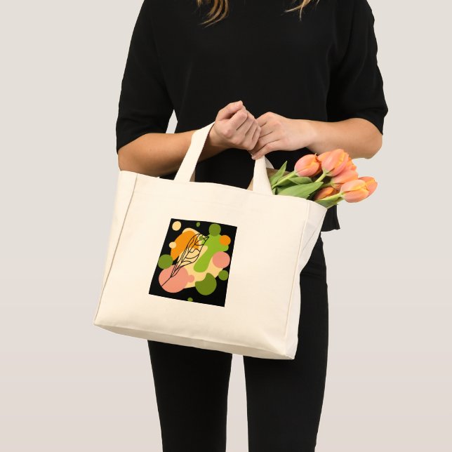 Bolsa Tote Mini Pontos de abstrato interessantes com folhas (Frente (produto))